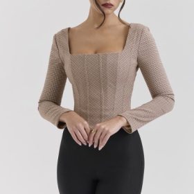 Antonia Brown Puppytooth Corset Top - Image 3