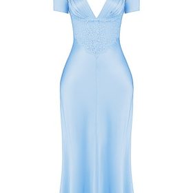 Rafaela Soft Blue Pure Silk & Lace Dress - Image 2