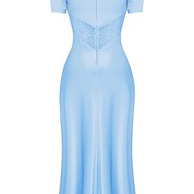 Rafaela Soft Blue Pure Silk & Lace Dress - Image 4