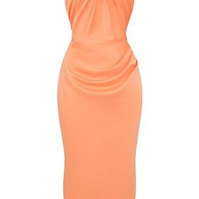 Alora Tangerine Strapless Corset Midi Dress - Image 2