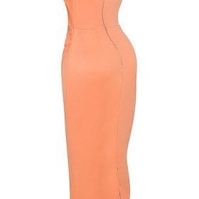 Alora Tangerine Strapless Corset Midi Dress - Image 3