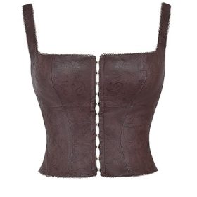Pia Brown Vegan Leather Corset - Image 2