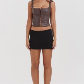 Pia Brown Vegan Leather Corset - Image 7