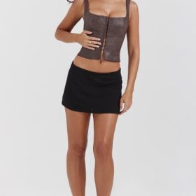 Pia Brown Vegan Leather Corset - Image 8