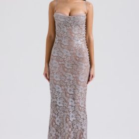 Azzurra Ice Blue Lace Godet Gown - Image 5