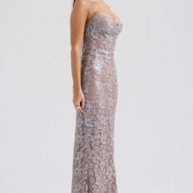Azzurra Ice Blue Lace Godet Gown - Image 8