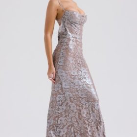 Azzurra Ice Blue Lace Godet Gown - Image 9