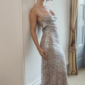 Azzurra Ice Blue Lace Godet Gown - Image 14
