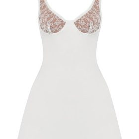 Cassandra Ivory Satin and Lace Mini Dress - Image 2