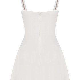 Cassandra Ivory Satin and Lace Mini Dress - Image 4