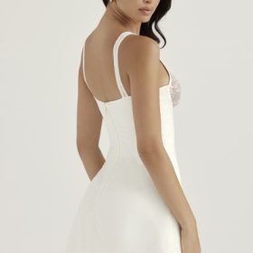Cassandra Ivory Satin and Lace Mini Dress - Image 12