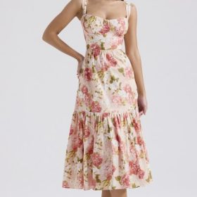Elia Pink Peony Print Cotton Midi Sundress - Image 5
