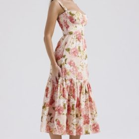 Elia Pink Peony Print Cotton Midi Sundress - Image 8