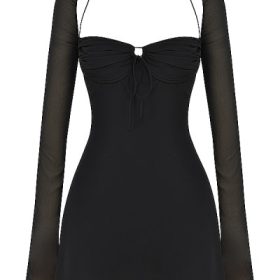 BabyDoll Black Chiffon Halter Mini Dress - Image 2