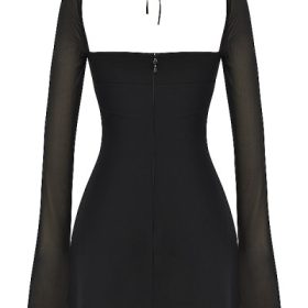 BabyDoll Black Chiffon Halter Mini Dress - Image 4
