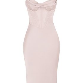 Myrna Crystal Satin Corset Midi Dress - Image 2