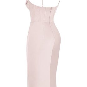 Myrna Crystal Satin Corset Midi Dress - Image 3