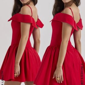 Elida Scarlet Off Shoulder Mini Dress
