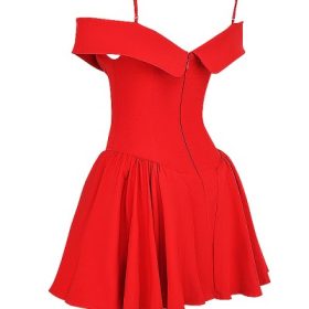 Elida Scarlet Off Shoulder Mini Dress - Image 3
