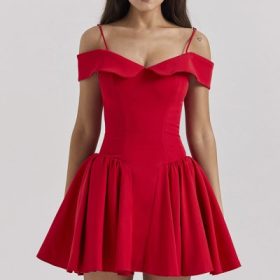 Elida Scarlet Off Shoulder Mini Dress - Image 5