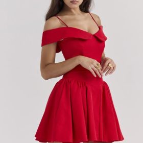 Elida Scarlet Off Shoulder Mini Dress - Image 10