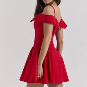 Elida Scarlet Off Shoulder Mini Dress - Image 11