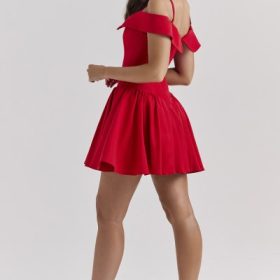 Elida Scarlet Off Shoulder Mini Dress - Image 12