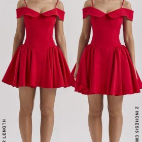 Elida Scarlet Off Shoulder Mini Dress - Image 18