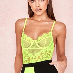 Nadia Neon Yellow Lace Bodysuit - Image 5