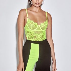 Nadia Neon Yellow Lace Bodysuit - Image 6