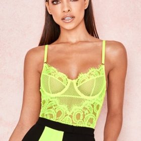 Nadia Neon Yellow Lace Bodysuit - Image 7