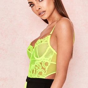 Nadia Neon Yellow Lace Bodysuit - Image 8