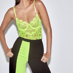 Nadia Neon Yellow Lace Bodysuit - Image 15