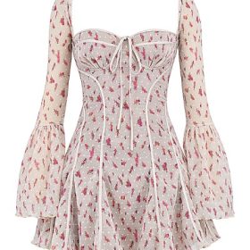Analissa Vintage Cream Rose Print Corset Mini Dress - Image 2