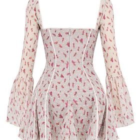 Analissa Vintage Cream Rose Print Corset Mini Dress - Image 4