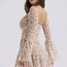 Analissa Vintage Cream Rose Print Corset Mini Dress - Image 10