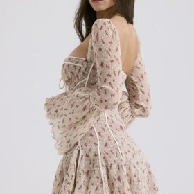 Analissa Vintage Cream Rose Print Corset Mini Dress - Image 11