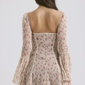 Analissa Vintage Cream Rose Print Corset Mini Dress - Image 12