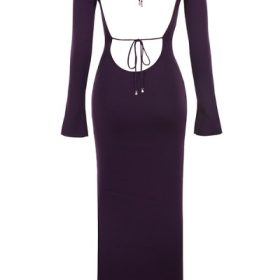 Keana Grape Ribbed Knit Maxi Dress - Image 4