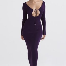Keana Grape Ribbed Knit Maxi Dress - Image 8