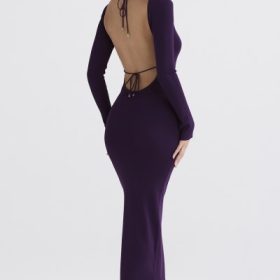 Keana Grape Ribbed Knit Maxi Dress - Image 12