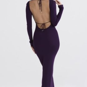 Keana Grape Ribbed Knit Maxi Dress - Image 13