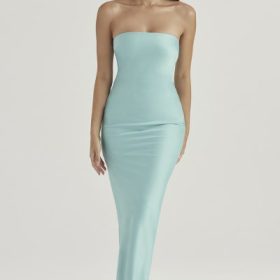 Alette Jade Satin Strapless Maxi Dress - Image 8