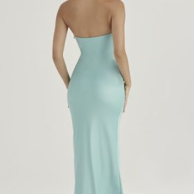 Alette Jade Satin Strapless Maxi Dress - Image 13