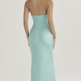 Alette Jade Satin Strapless Maxi Dress - Image 14