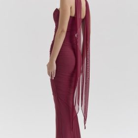 Hallie Cabernet Strapless Corset with Neck Scarf - Image 2