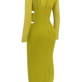 Zahra Chartreuse Plunge Maxi Dress - Image 3