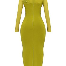 Zahra Chartreuse Plunge Maxi Dress - Image 4