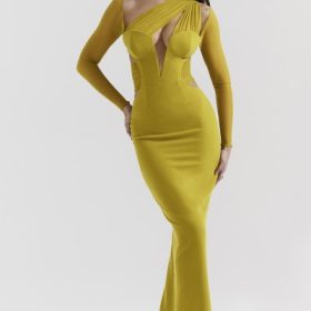 Zahra Chartreuse Plunge Maxi Dress - Image 7