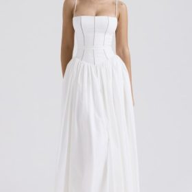 Ysabella White Cotton Maxi Sundress - Image 6